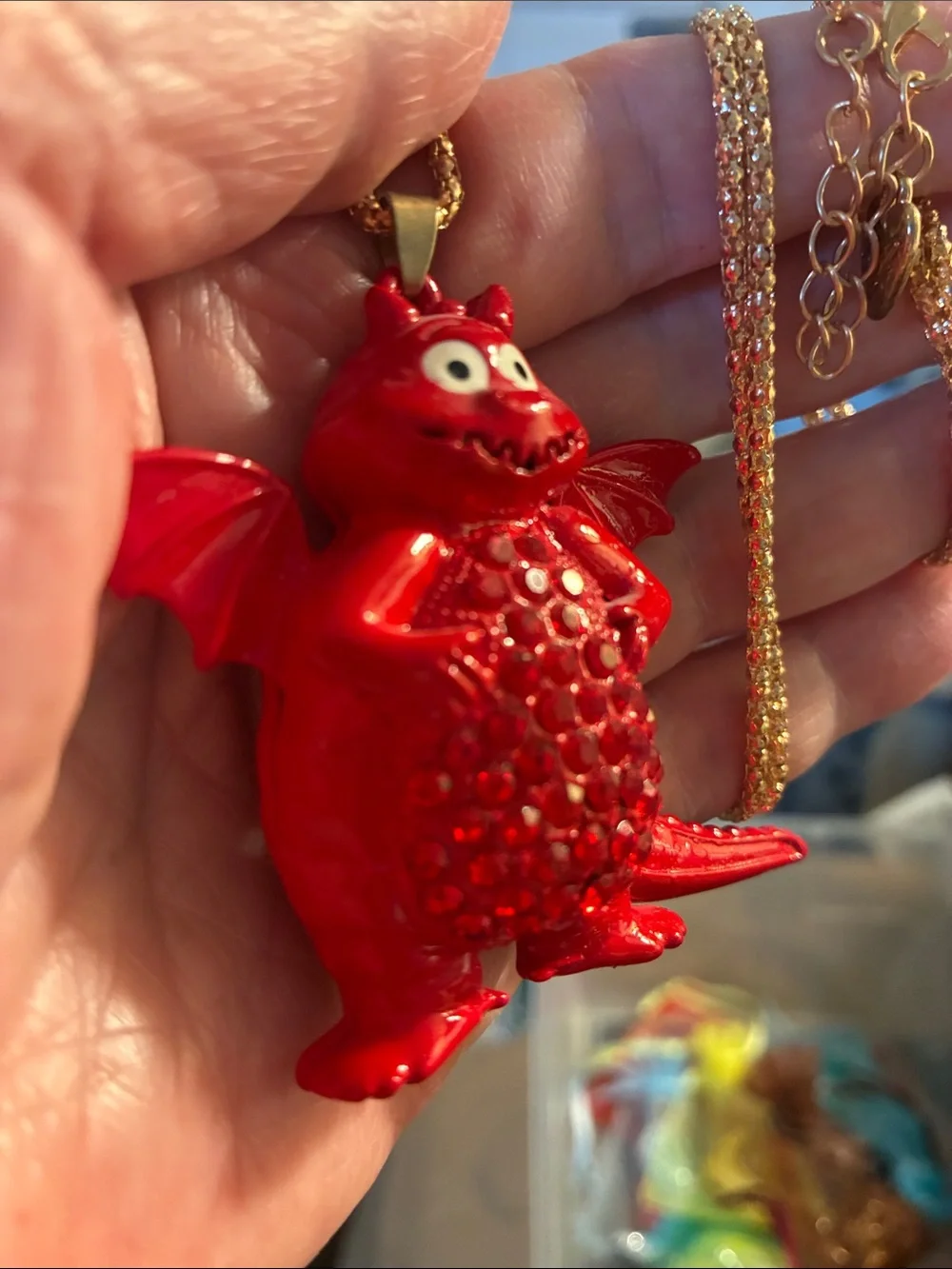 Red Dragon Crystal Pendant Necklace